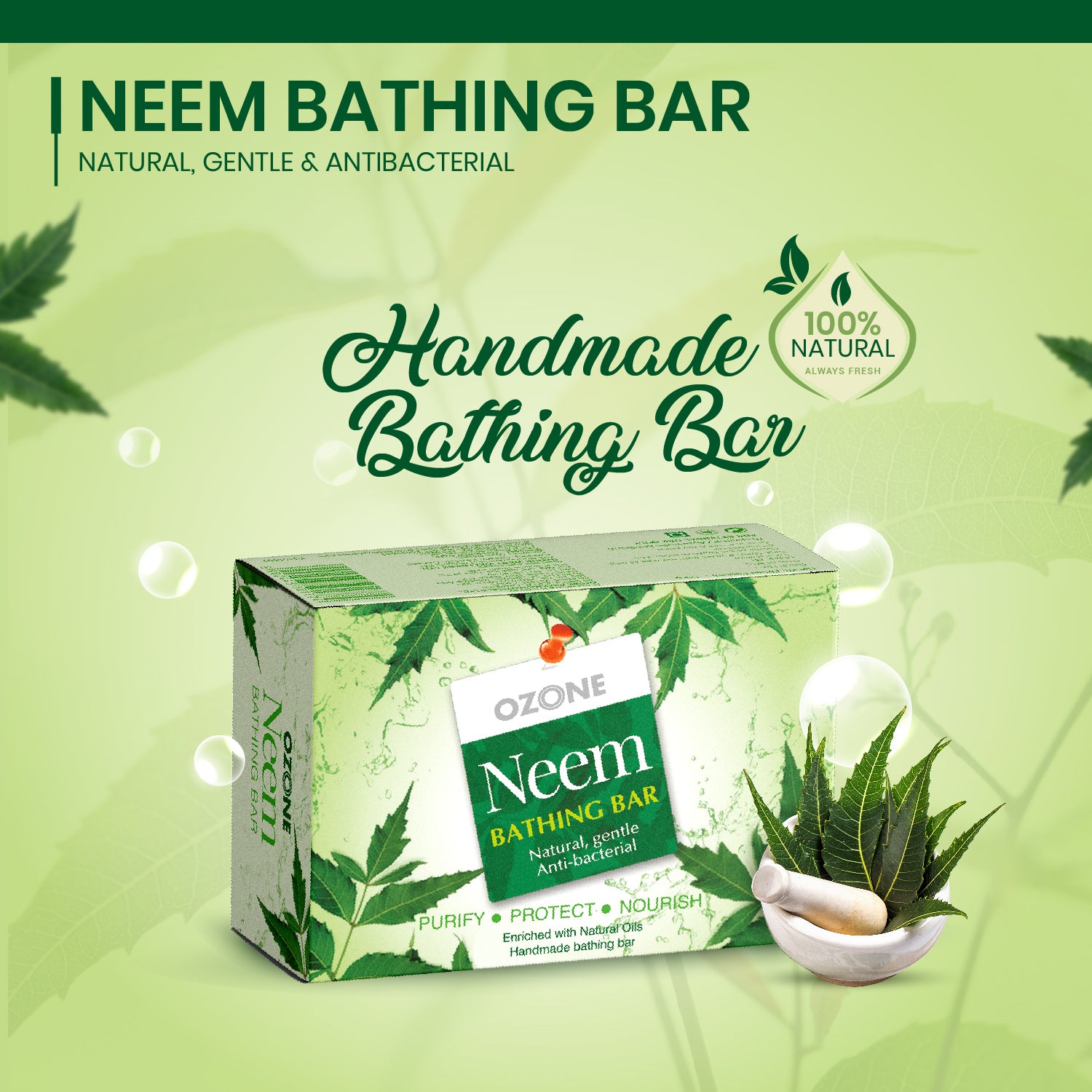 Neem Bathing Bar  (Pack of 3)