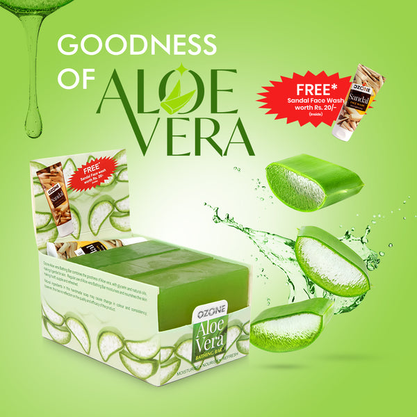 Aloe Vera Bathing Bar (Pack of 3) + Free Sandal Face Wash