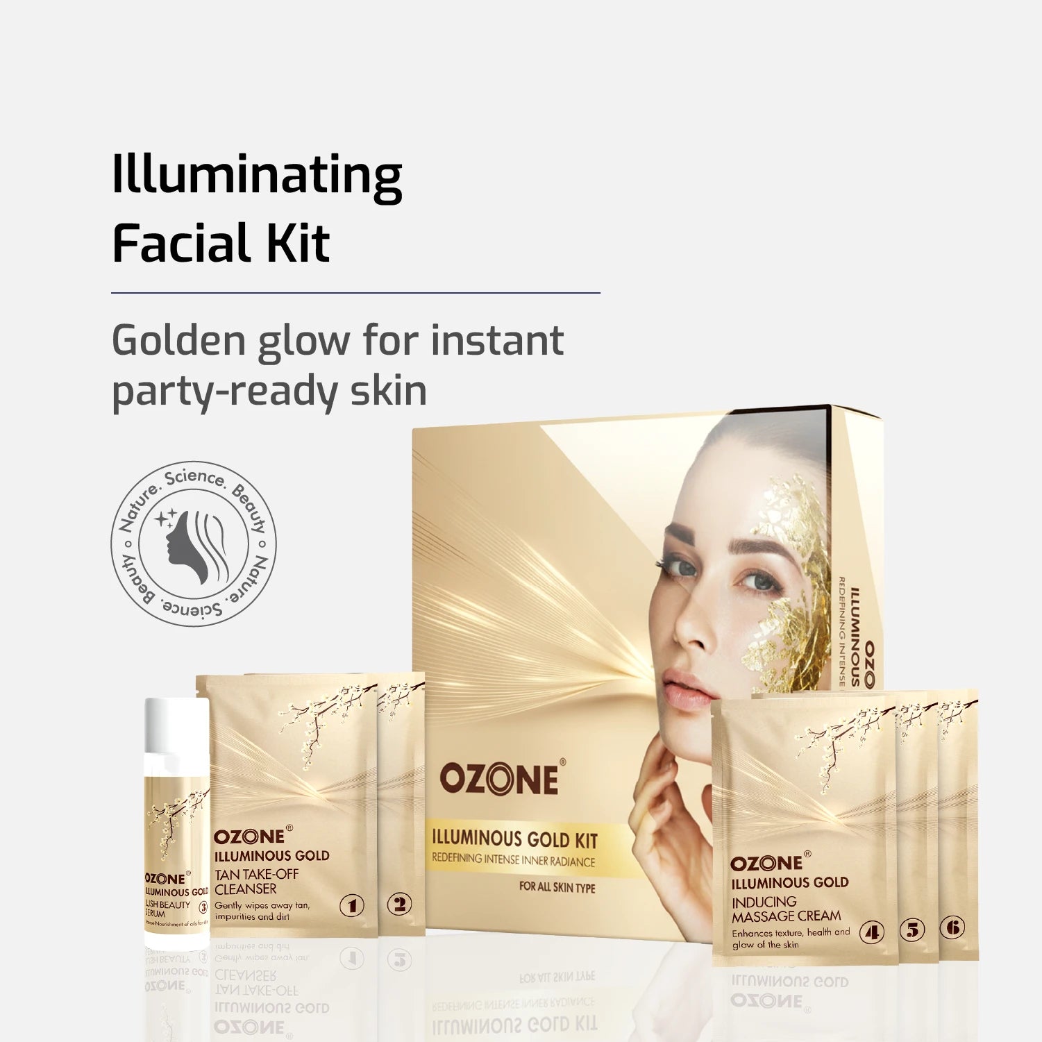 Best Illuminous Gold facial Kit (Pack of 2) for Radiant Skin – Ozone ...